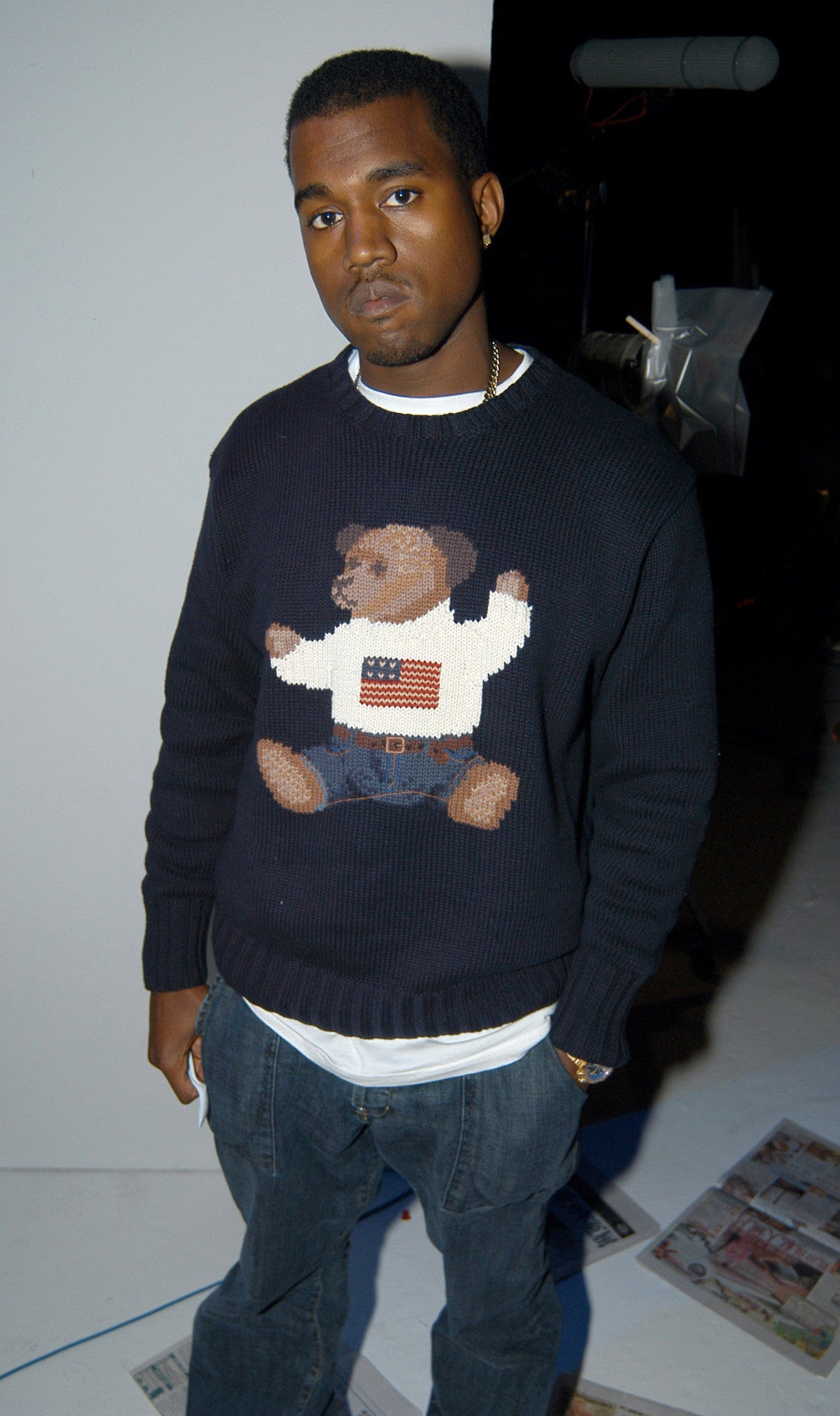 Kanye West sports a Polo Bear sweater