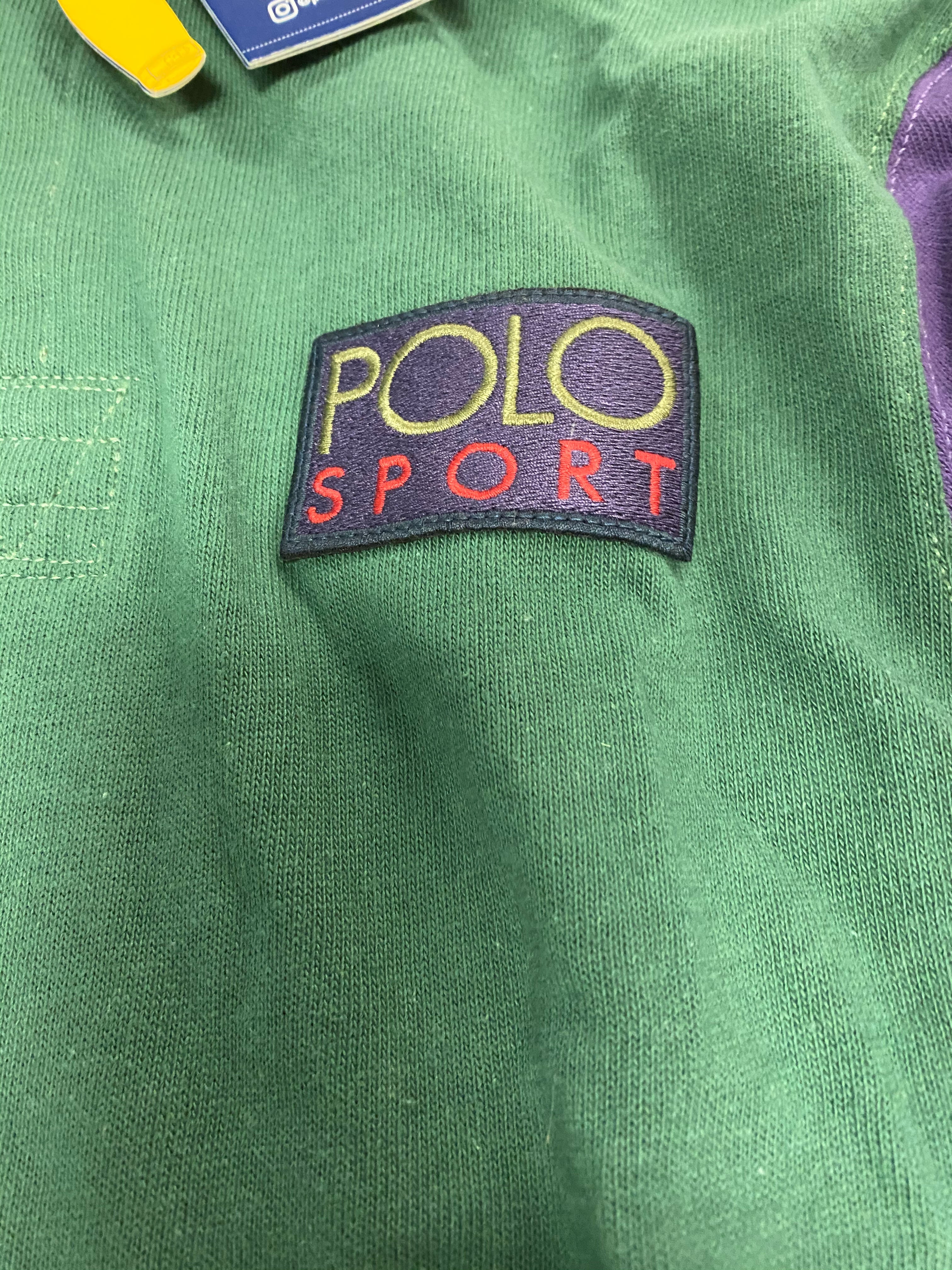 Polo by Ralph Lauren Snow Beach Hooded Long Sleeve Polo - Green Color Block
