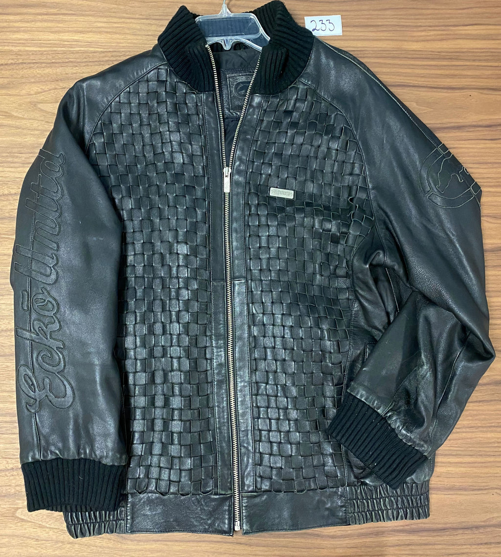 Ecko Woven Leather Jacket - Black