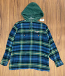 Polo by Ralph Lauren Pullover Hooded Flannel Shirt - Blue/Green