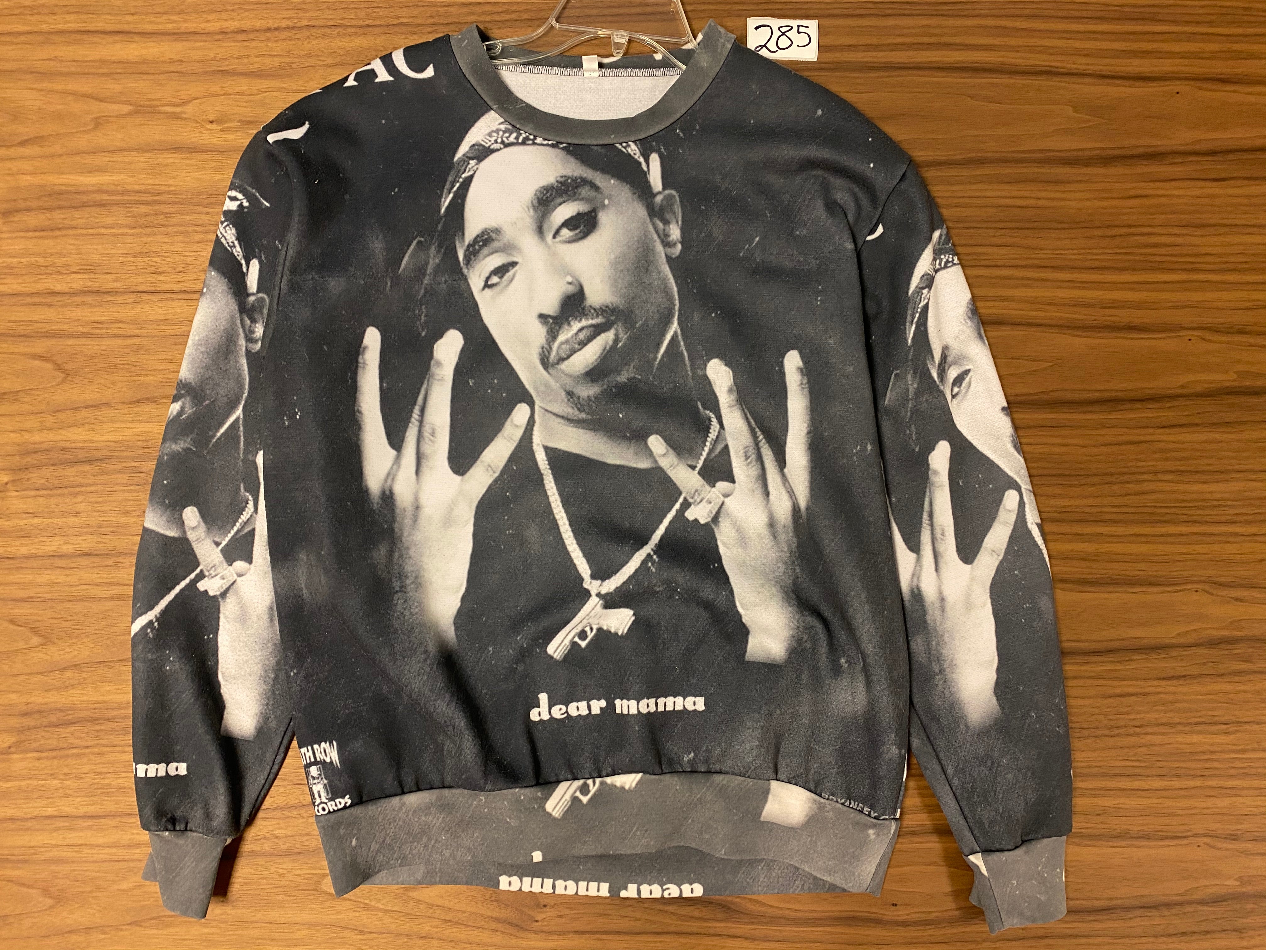 All Over Print Tupac Dear Mama Sweatshirt - Black
