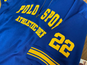 Polo Sport Short Sleeve Varsity Fleece Zip Collar Warm Up Shirt - Blue
