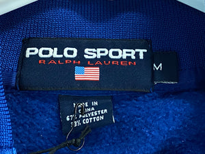 Polo Sport Short Sleeve Varsity Fleece Zip Collar Warm Up Shirt - Blue