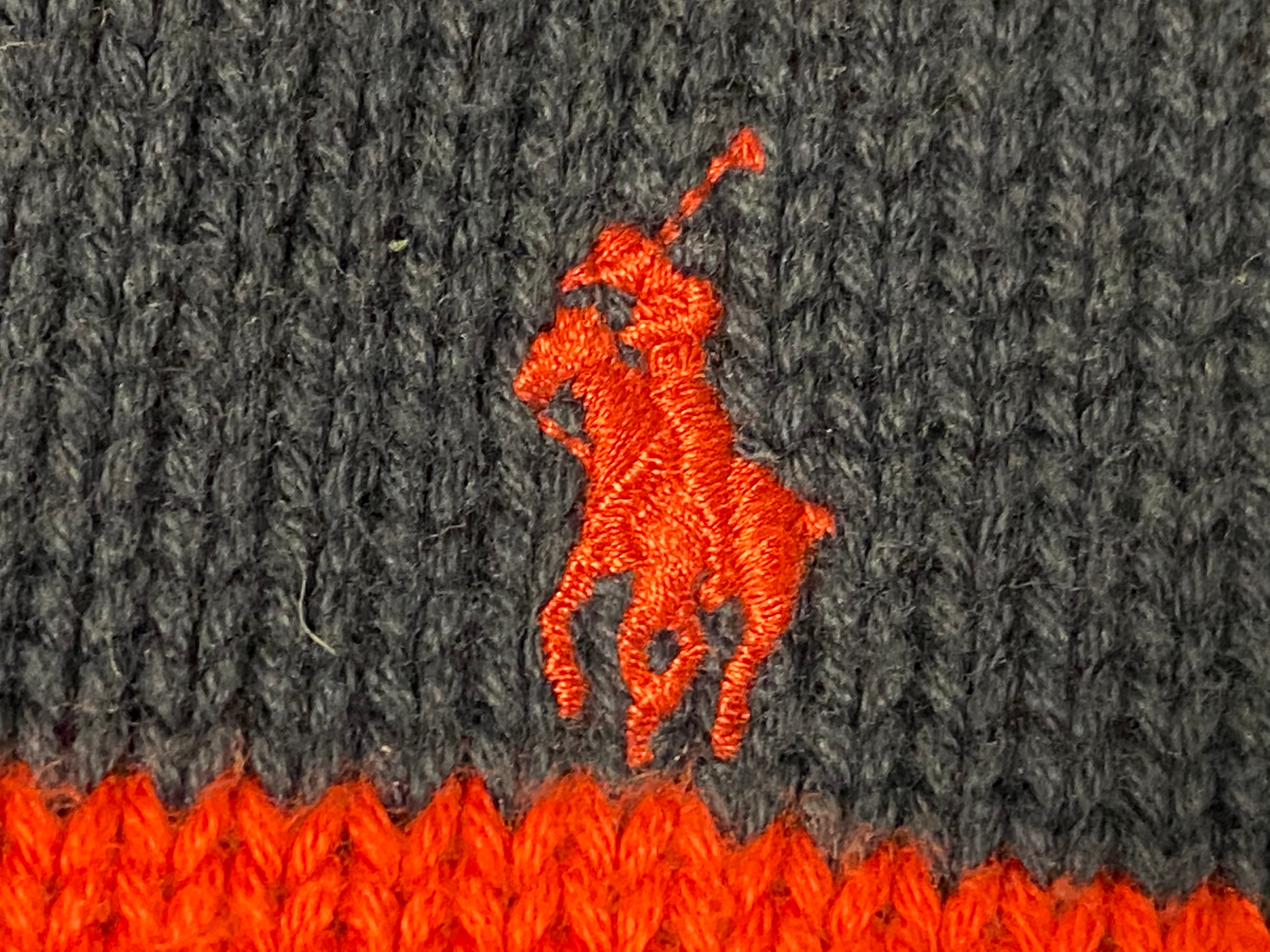Zip Neck Striped Sweater - Navy/Red