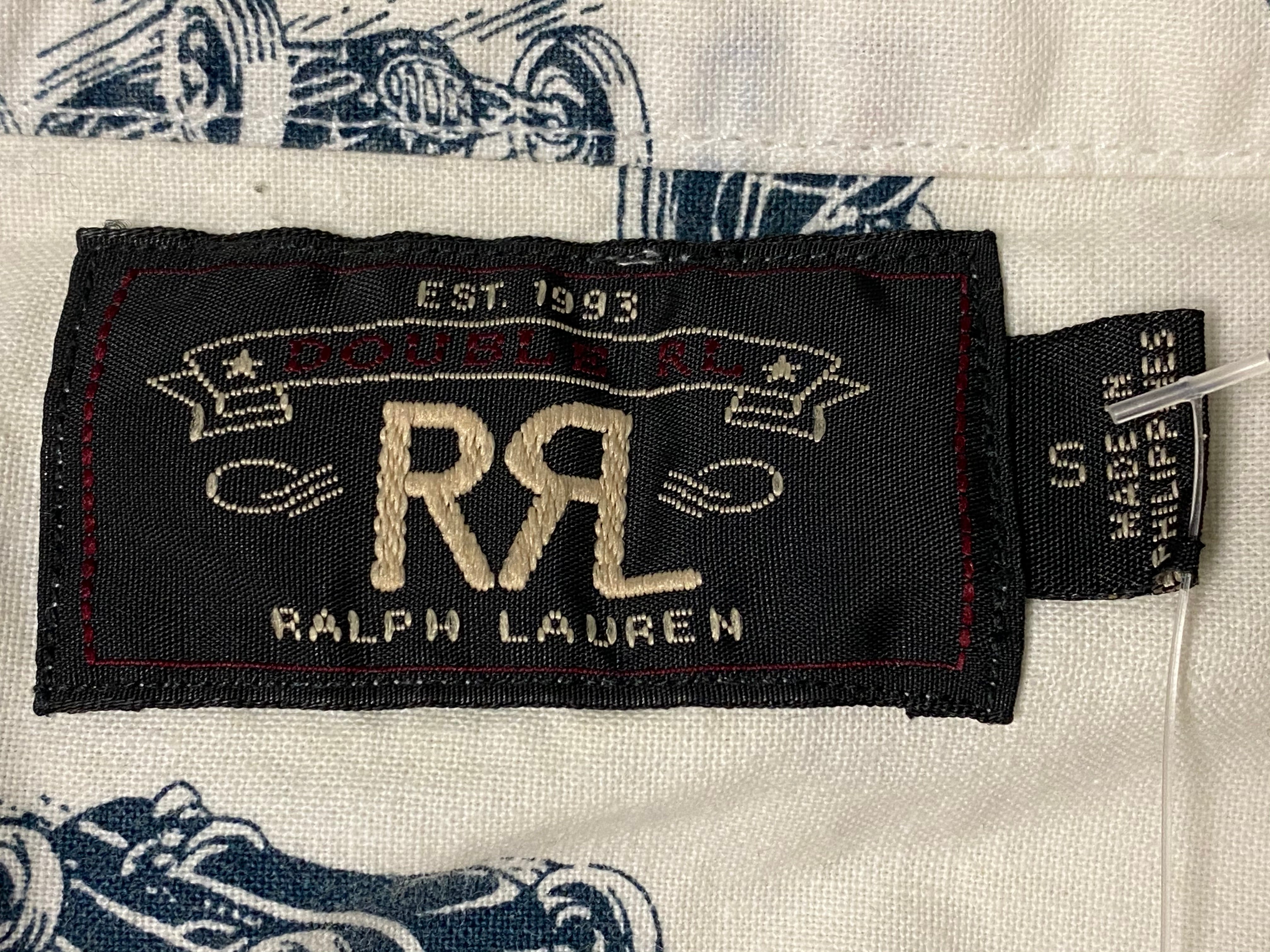RRL Ralph Lauren All over Print Race Car Button Up - White