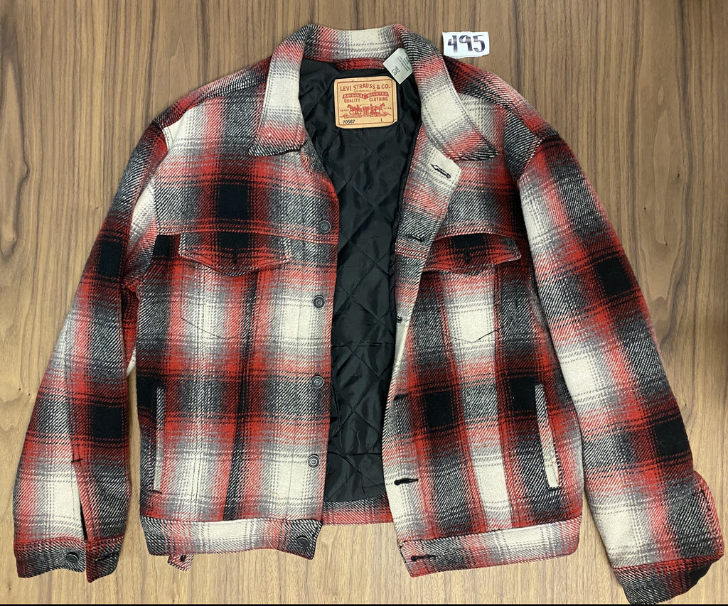 Levi's Plaid Button Up Jacket - Red