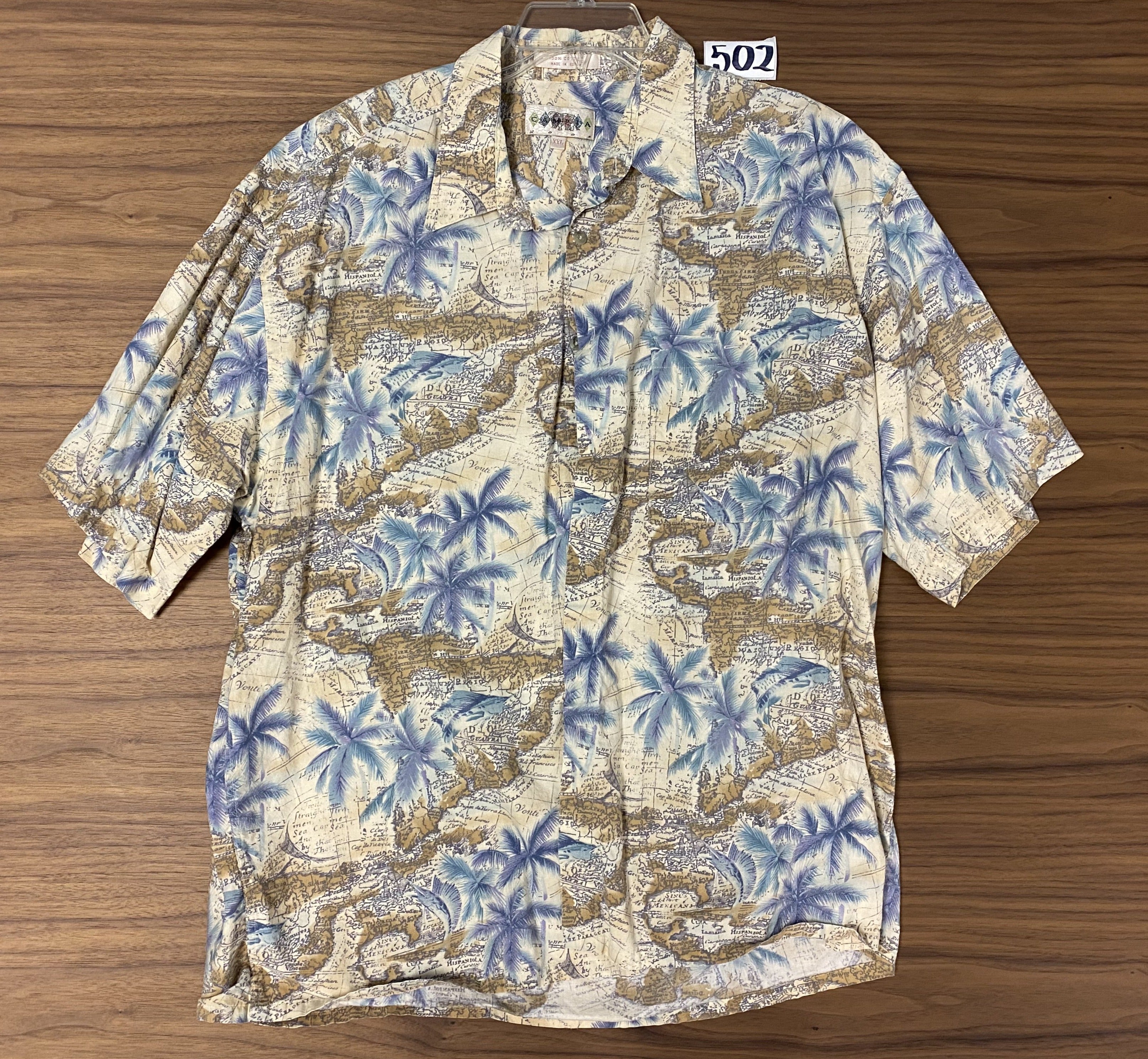 Campia Map Print Hawaiian button up shirt - Cream