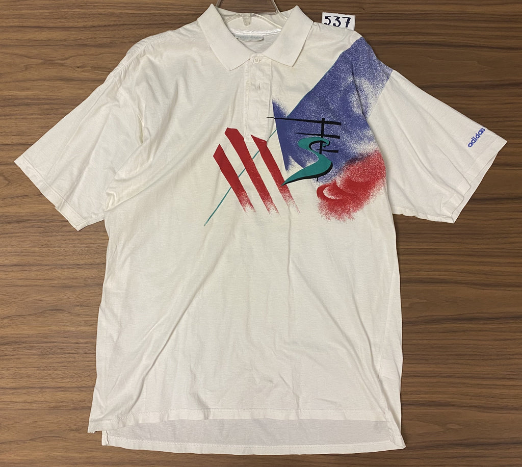Adidas 80's Printed Tennis Polo Shirt - White