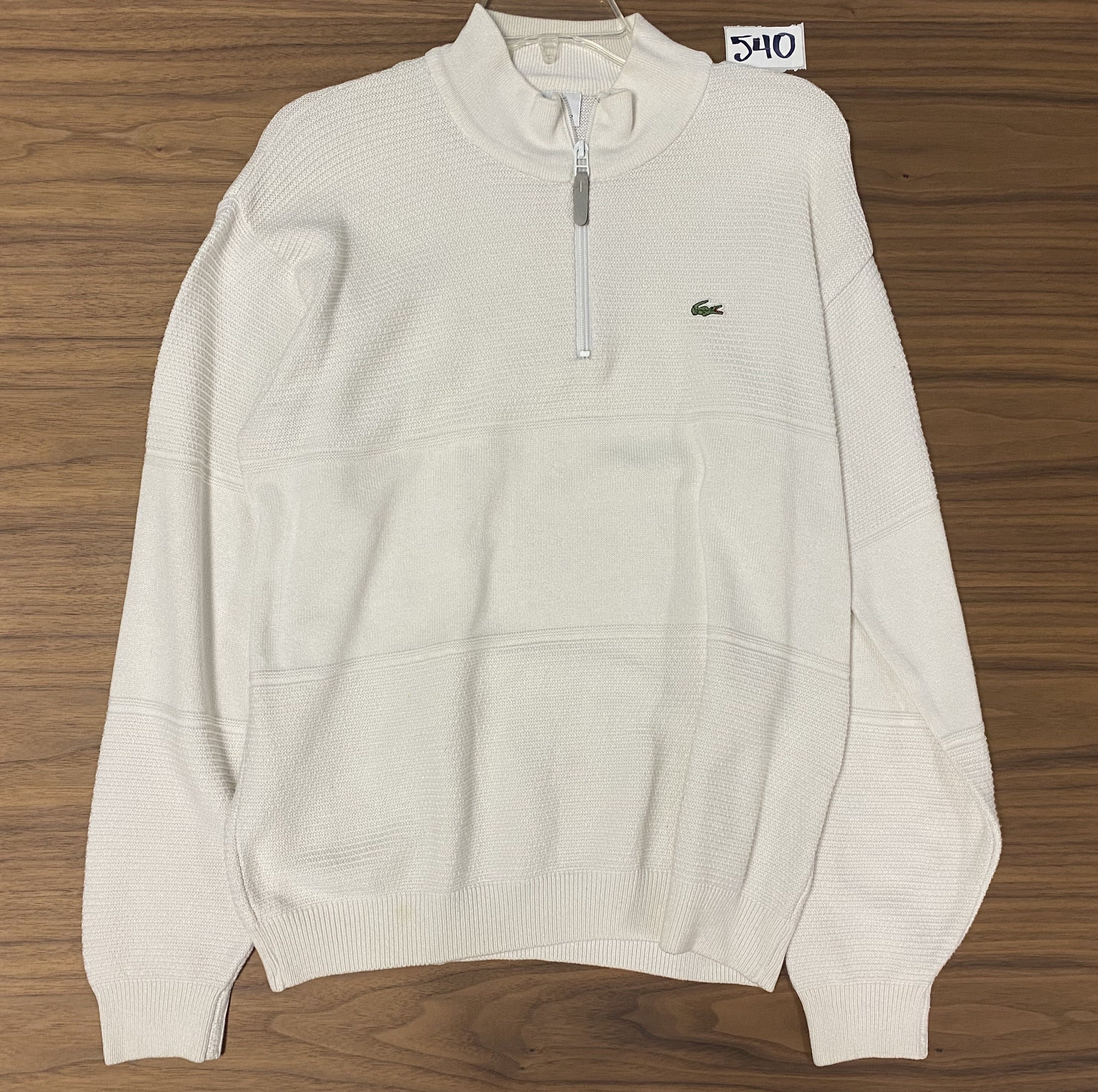 Lacoste Zip Up knit Sweater - White