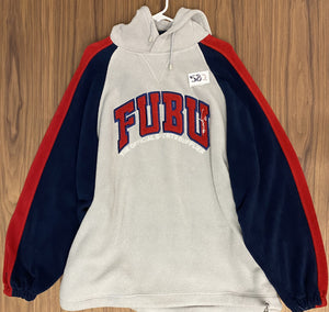 Fubu Fleece Hoodie - Grey/Red