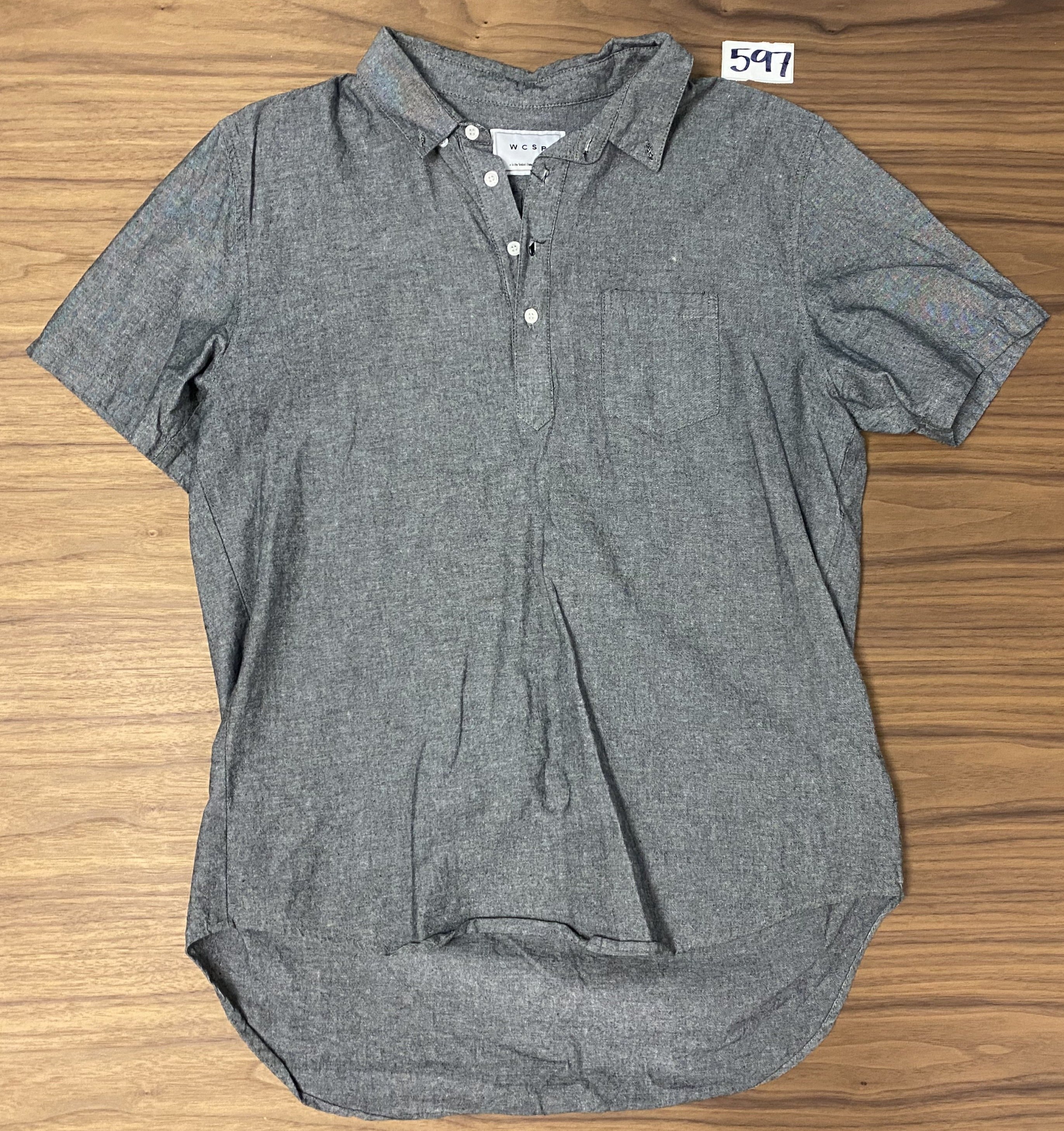 WCSP Short Sleeve Pull Over Button Up - Grey