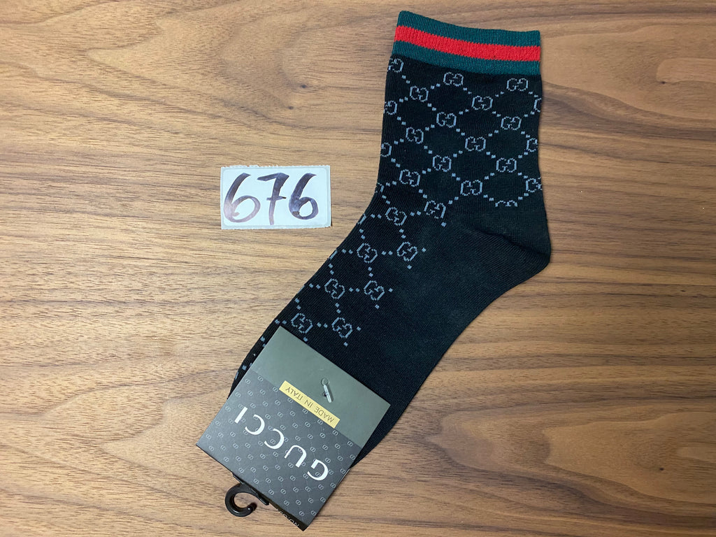 Inspired Gucci Monogram Socks - Black