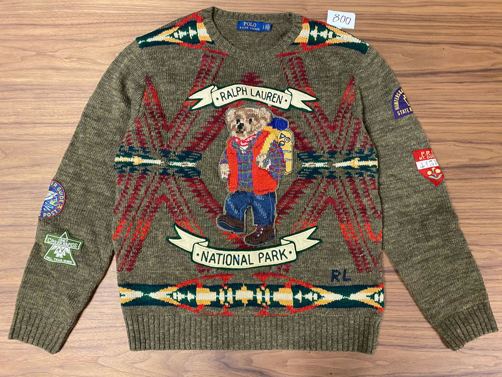 Polo Ralph Lauren National Park Polo Bear Knit Sweater - Olive