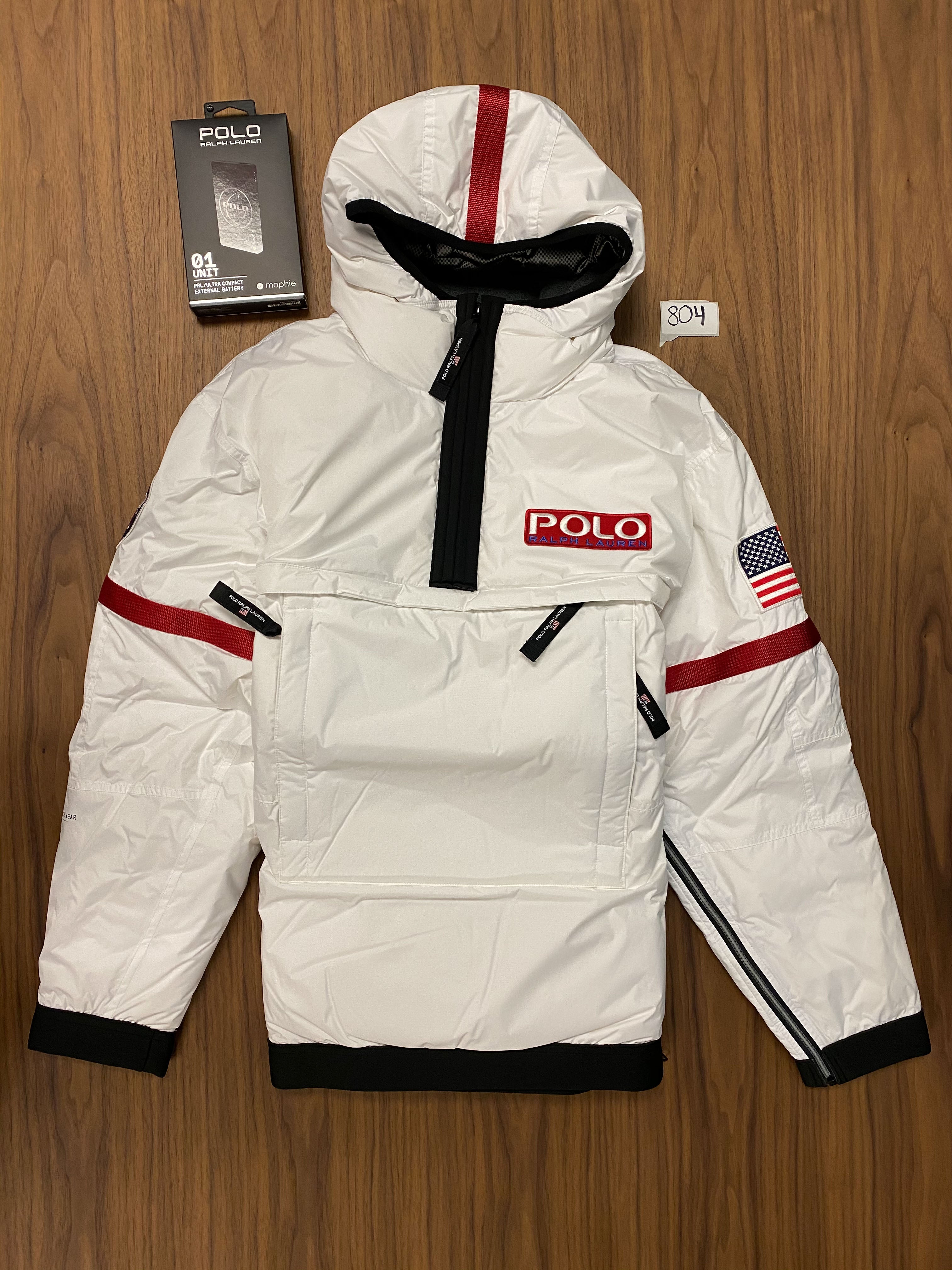 Polo Ralph Lauren Limited Edition Zip Up Puffer Jacket Apolo 11 - White/Black