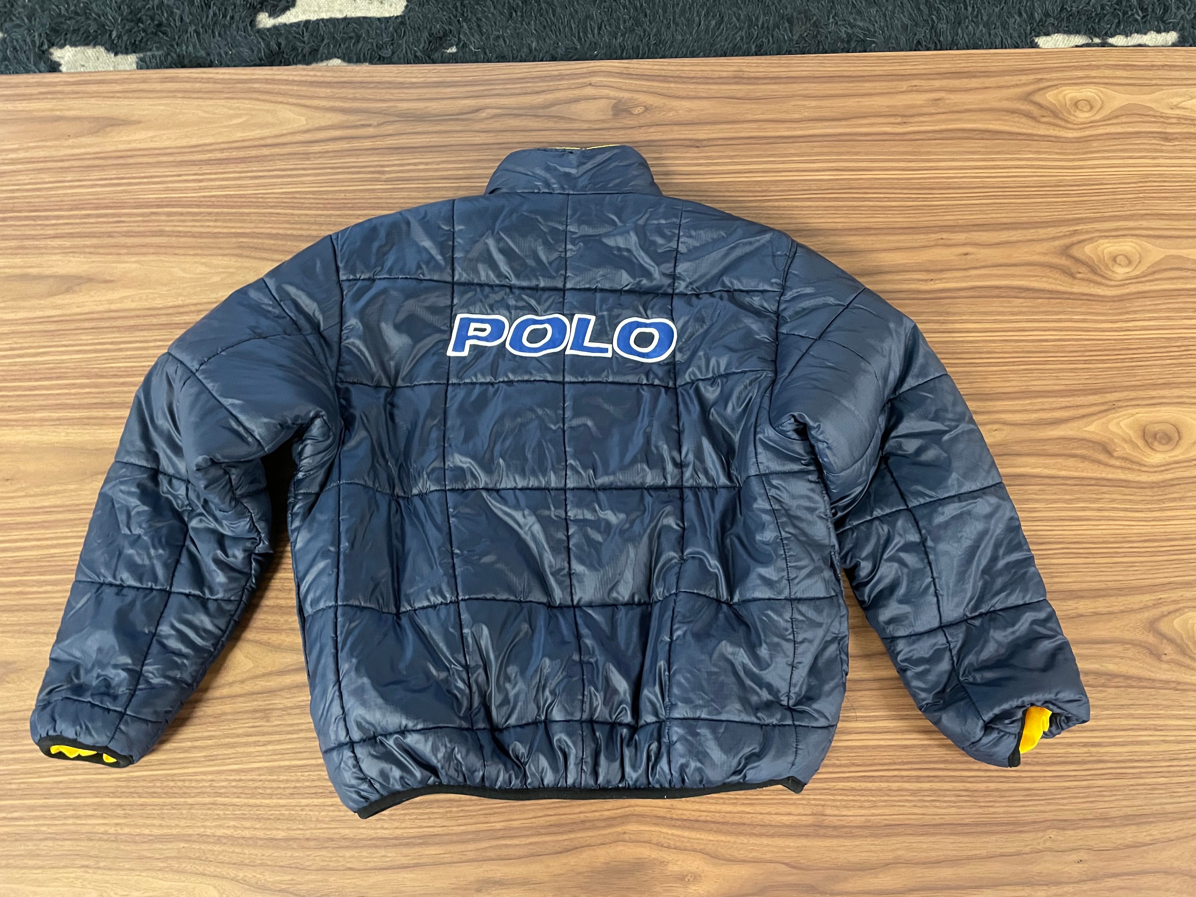 Polo Reversible Half Zip Pullover Puffy Jacket Yellow/Navy