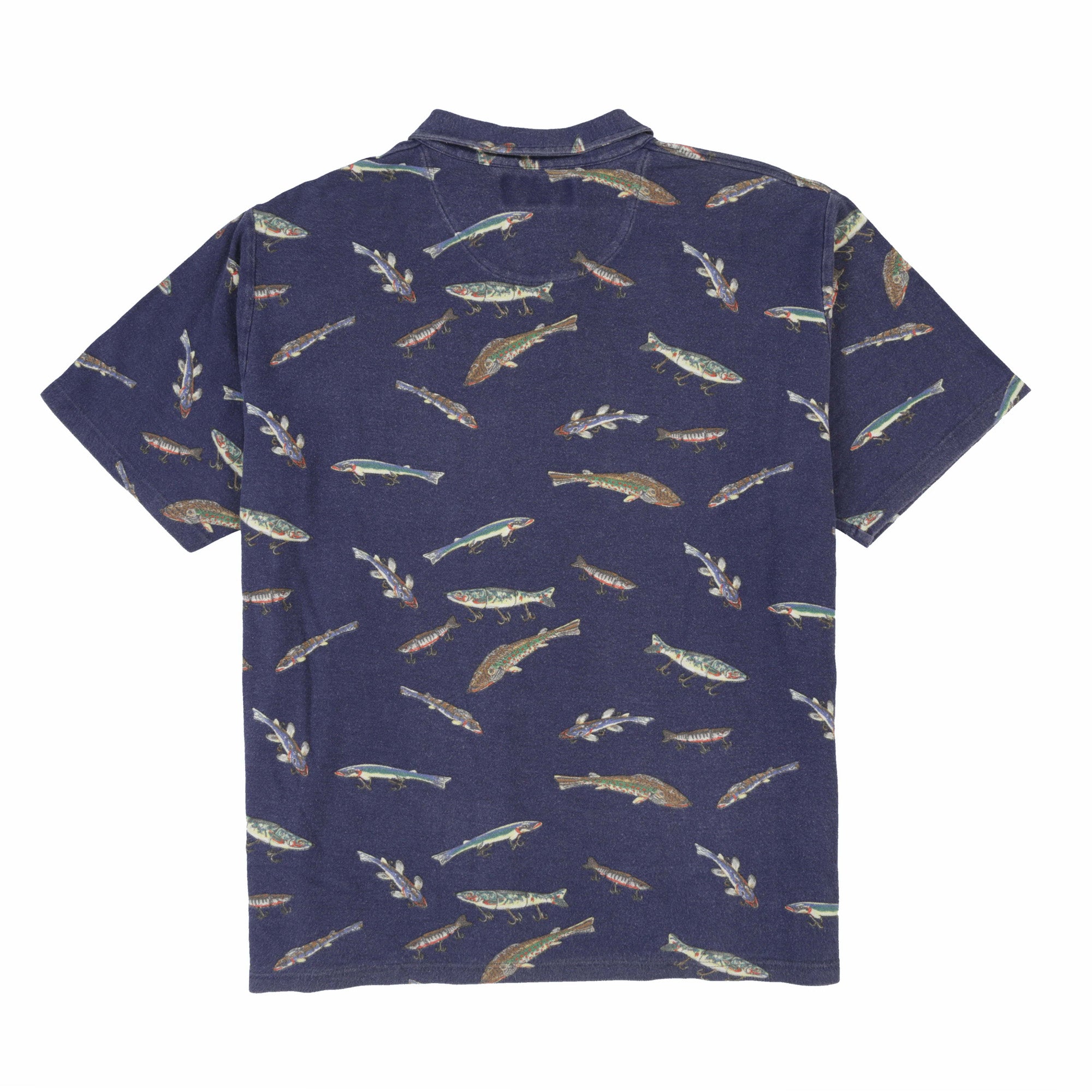 POLO SPORT SPORTSMAN MADE CANADA ALL OVER FISHES POLO // NAVY