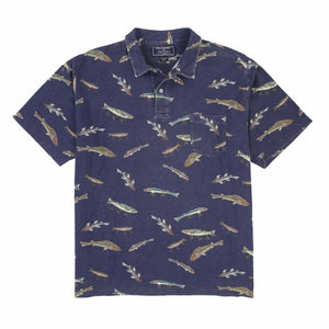 POLO SPORT SPORTSMAN MADE CANADA ALL OVER FISHES POLO // NAVY