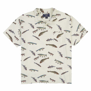 POLO SPORT SPORTSMAN MADE CANADA ALL OVER FISHES POLO // WHITE