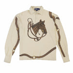 POLO EQUESTRIAN ALL OVER PRINT LS POLO // NATURAL