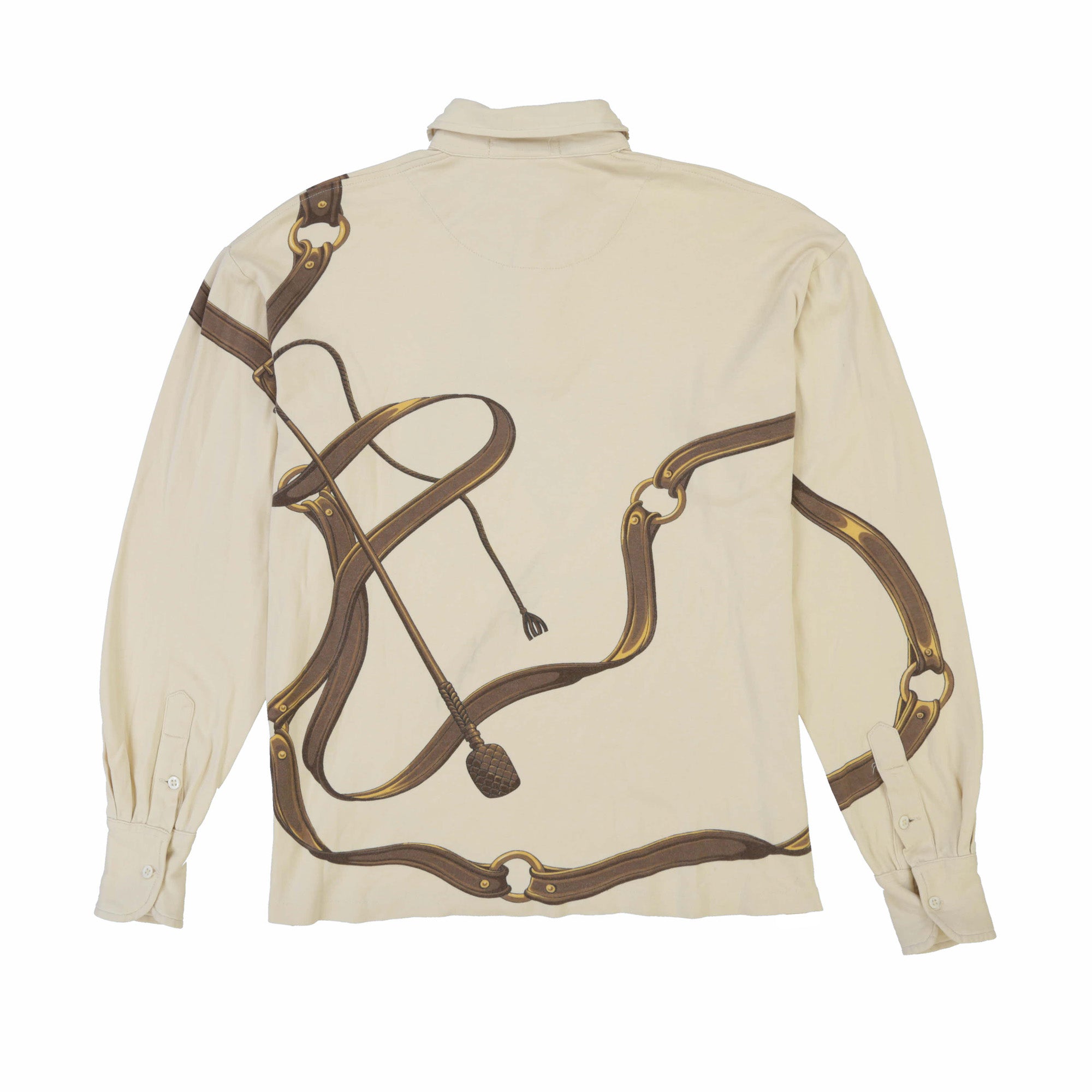 POLO EQUESTRIAN ALL OVER PRINT LS POLO // NATURAL