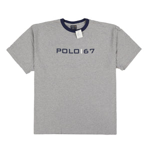 POLO PLASTIC SPELL OUT RINGER TEE // HEATHER