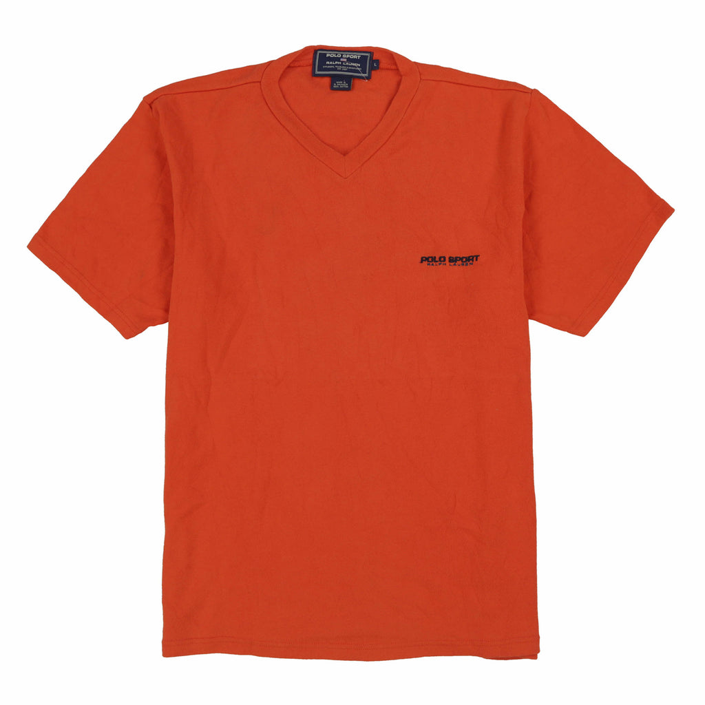 POLO SPORT EMB SPELL V NECK TEE // ORANGE