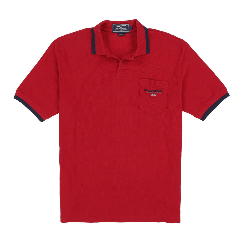 POLO SPORT EMB SPELL OUT SS POCKET POLO // RED