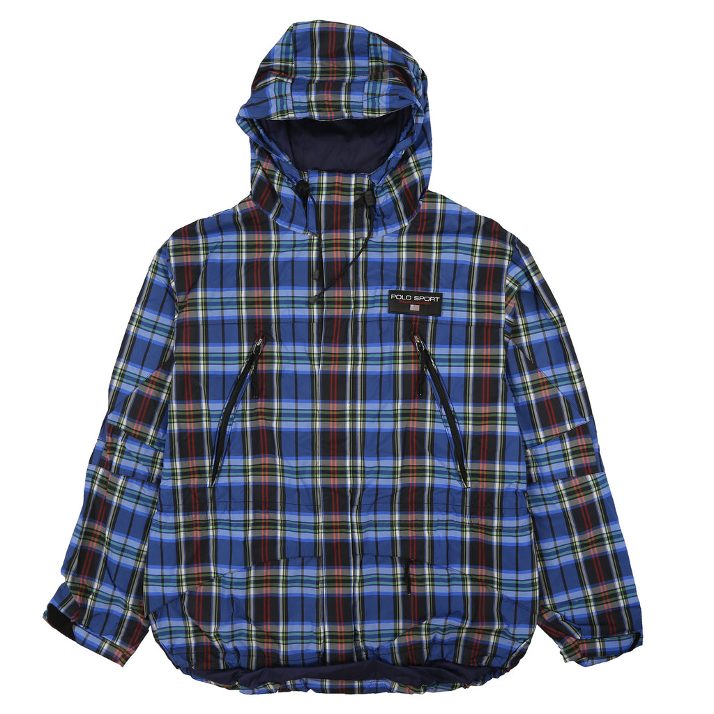 POLO SPORT SPELL OUT PLAID HOODED JACKET // MULTI