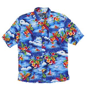 POLO FLORAL RAYON SS SHIRT // BLUE