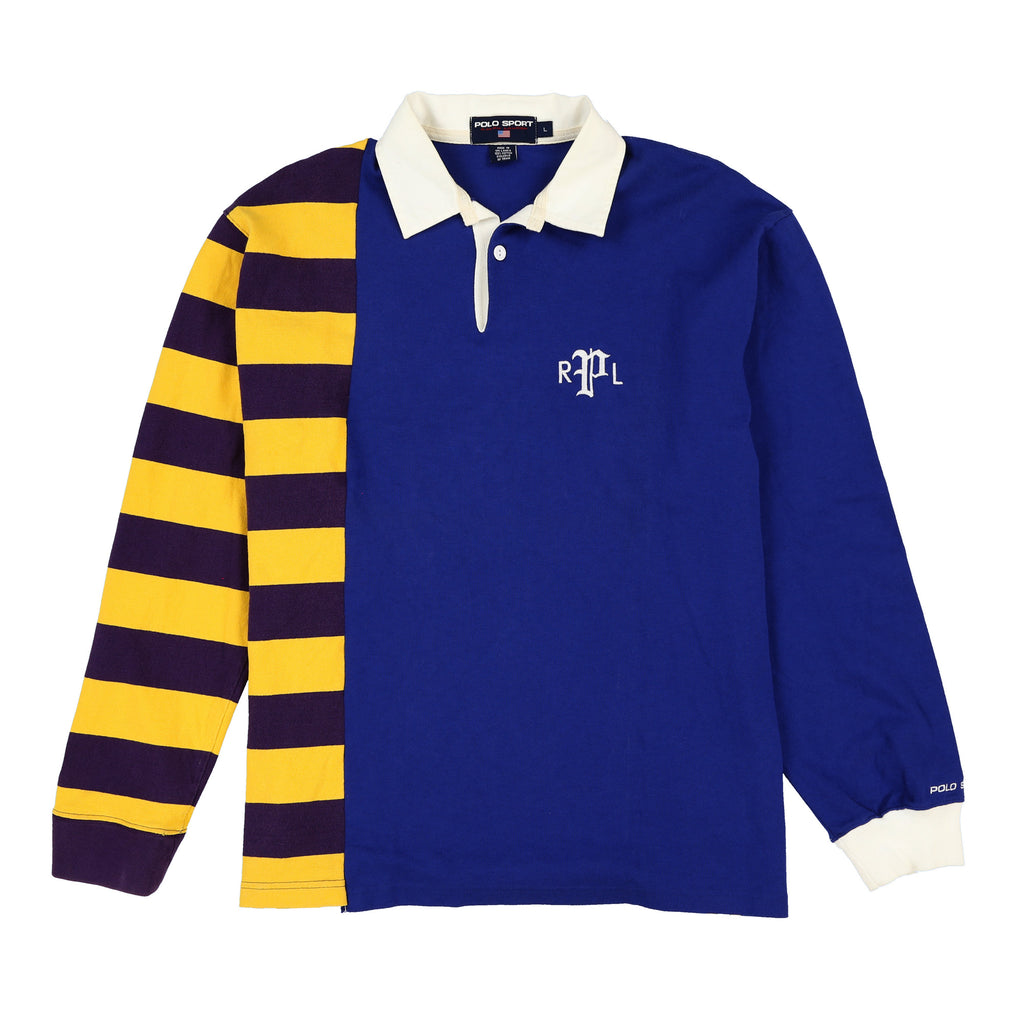 POLO SPORT BACKPATCH STRIPE LS POLO // BLUE YELLOW PURPLE