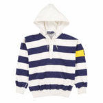 POLO UNION SHIELD PATCH STRIPE HOODY // NAVY WHITE YELLOW