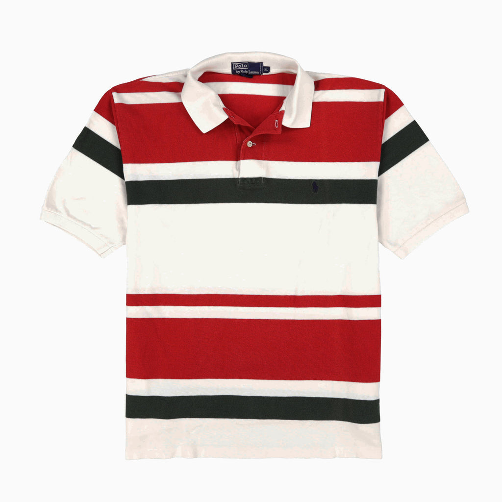 POLO STRIPE SS POLO // WHITE RED GREEN