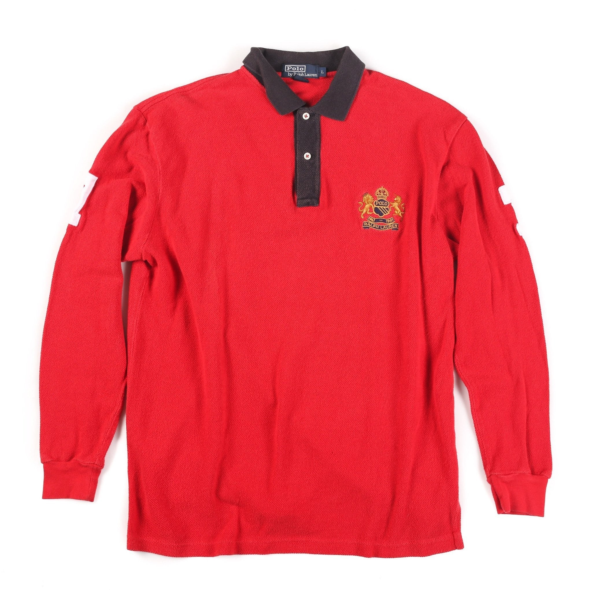 POLO 30 YEARS CREST LS POLO// RED BLACK