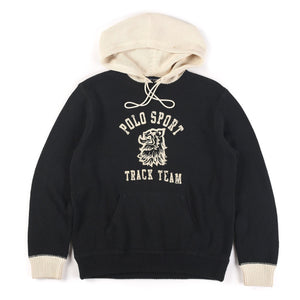 POLO TRACK TEAM HOODED SWEATER // BLACK WHITE