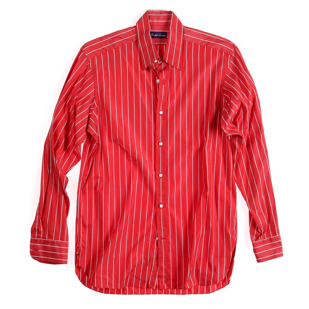 RL PURPLE LABEL STRIPED LS SHIRT // RED WHITE